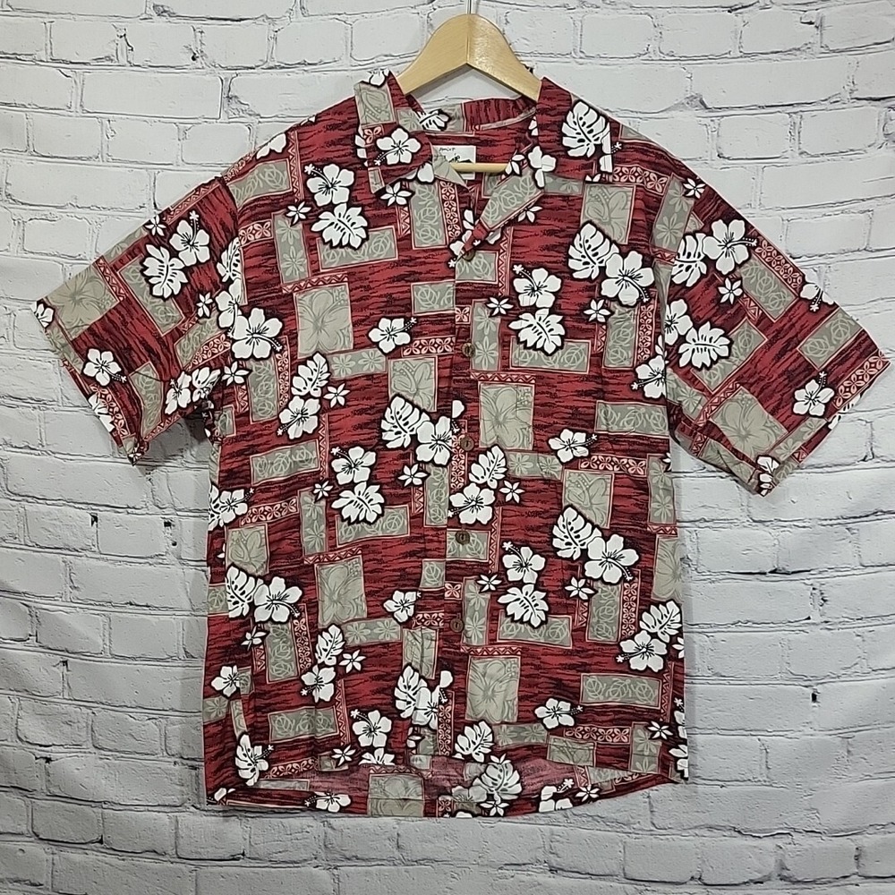 Howie Made in Hawaii Shirt‎ Mens XL Hawaiian Red Floral See Measurements